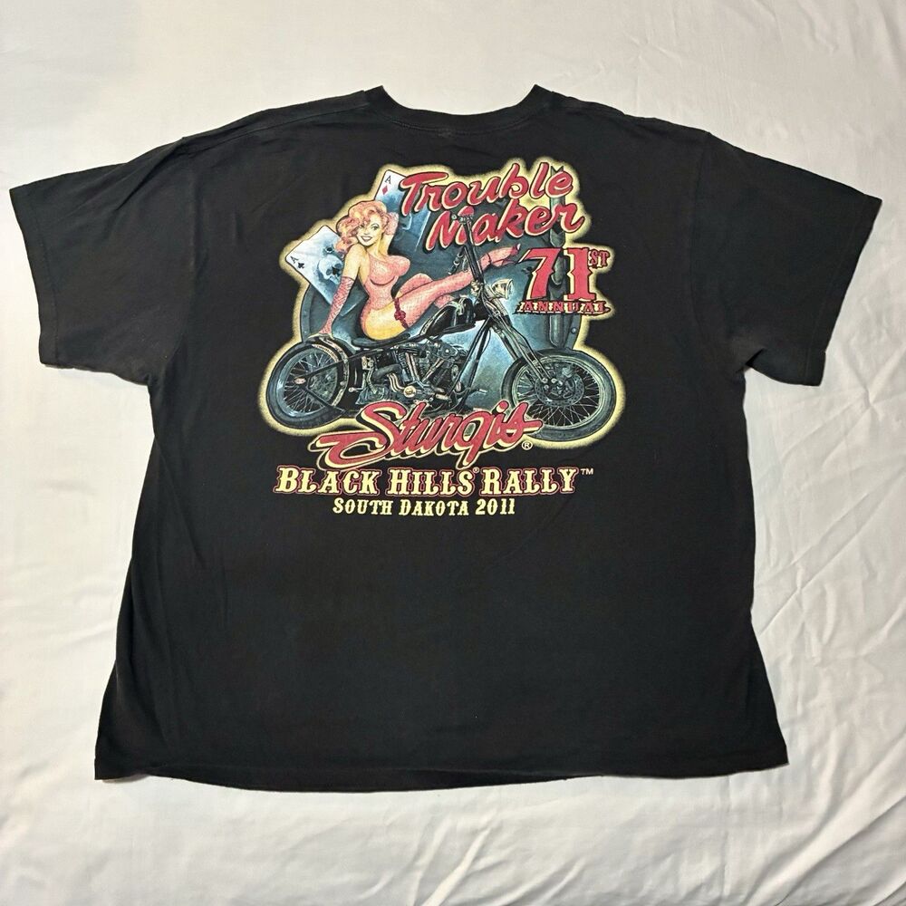 Harley Davidson Motorcycle T Shirt 71st Annual Sturgis Rally 2011 *Stained*READ*
